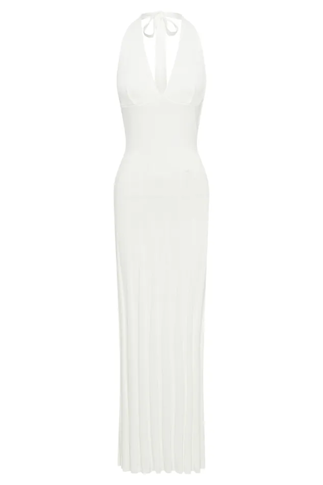 Women Meshki Dresses Caity Ribbed Halter Maxi Dress 8211 White