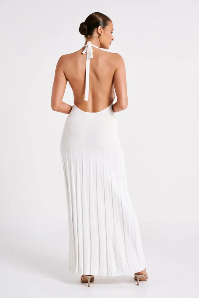 Women Meshki Dresses Caity Ribbed Halter Maxi Dress 8211 White