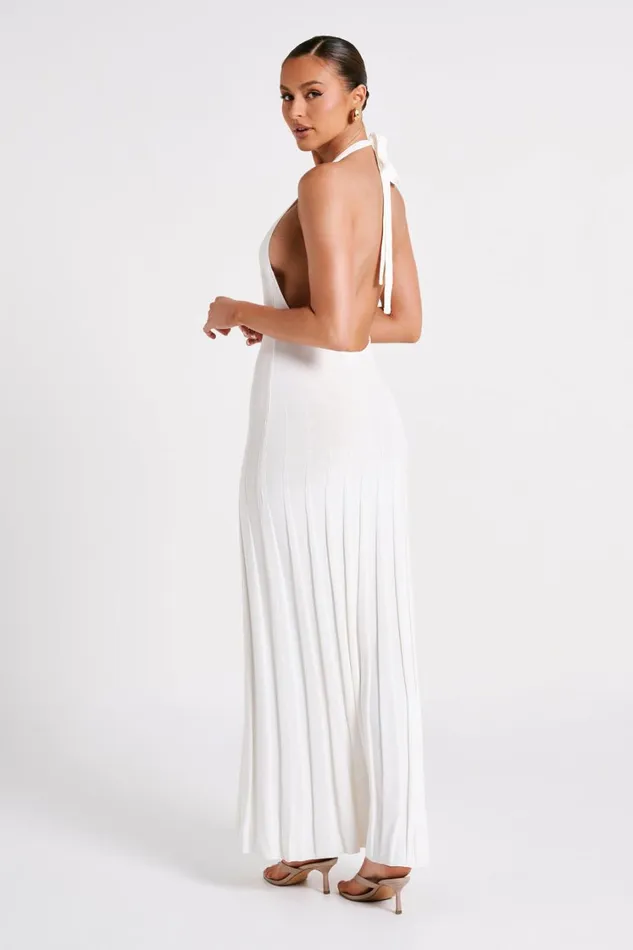 Women Meshki Dresses Caity Ribbed Halter Maxi Dress 8211 White