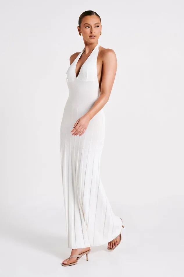 Women Meshki Dresses Caity Ribbed Halter Maxi Dress 8211 White
