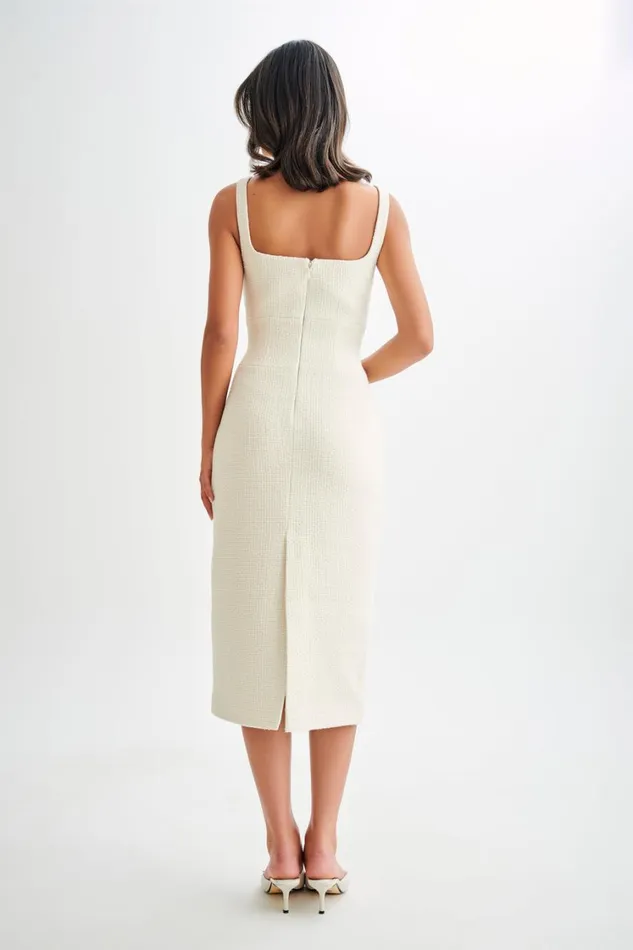 Women Meshki Dresses Calder Tweed Midi Dress 8211 Ivory