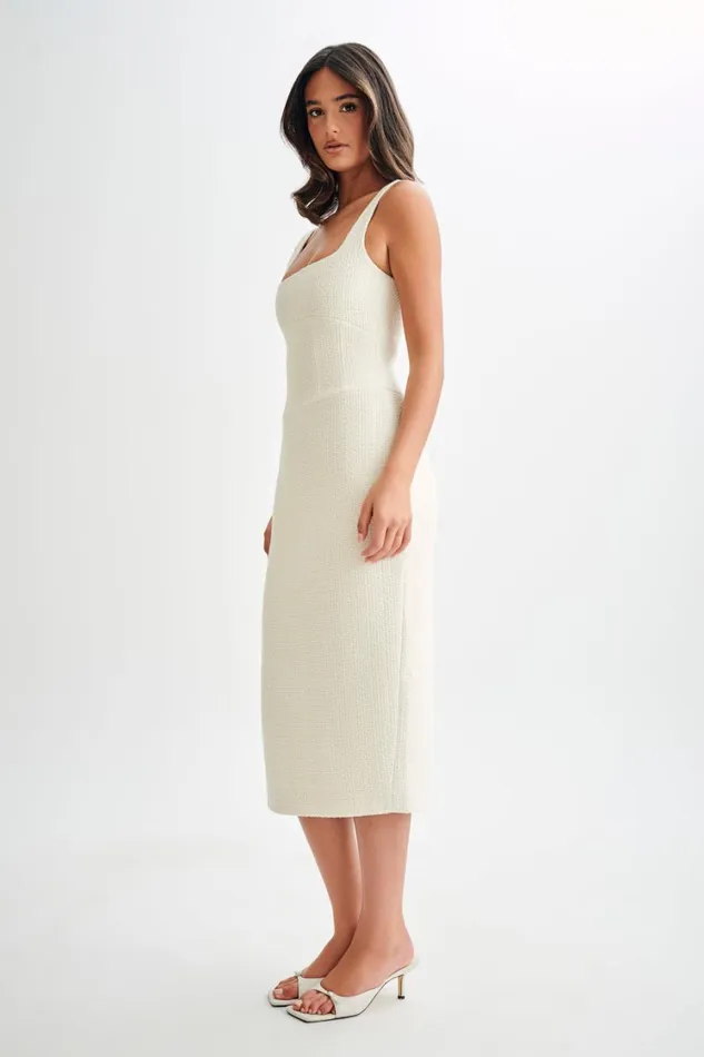 Women Meshki Dresses Calder Tweed Midi Dress 8211 Ivory