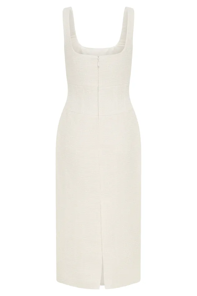 Women Meshki Dresses Calder Tweed Midi Dress 8211 Ivory