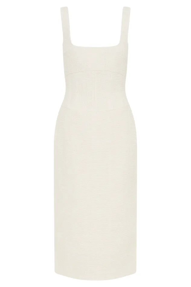 Women Meshki Dresses Calder Tweed Midi Dress 8211 Ivory