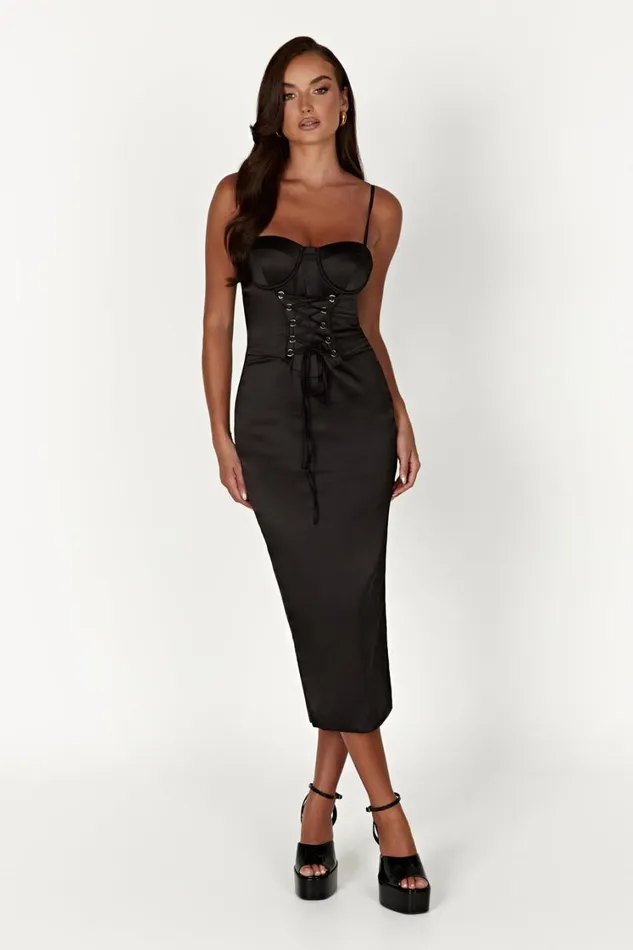 Women Meshki Dresses Camelia Corset Midi Dress 8211 Black