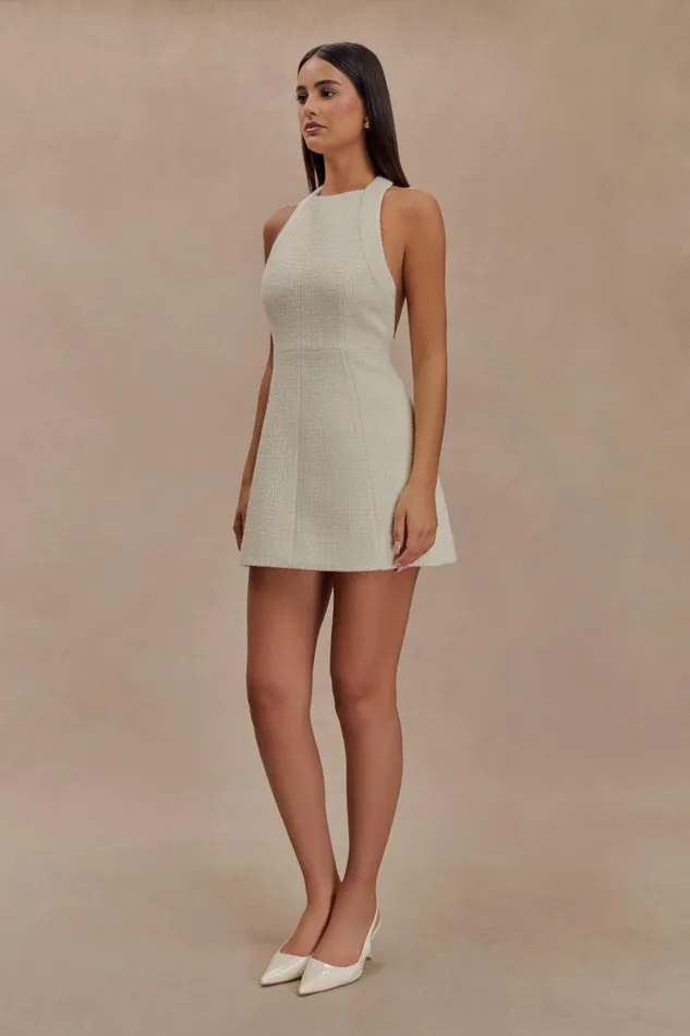 Women Meshki Dresses Carina Boucle Halter Mini Dress 8211 Ivory