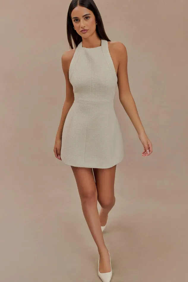 Women Meshki Dresses Carina Boucle Halter Mini Dress 8211 Ivory