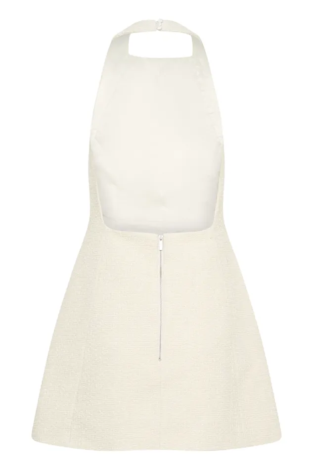 Women Meshki Dresses Carina Boucle Halter Mini Dress 8211 Ivory