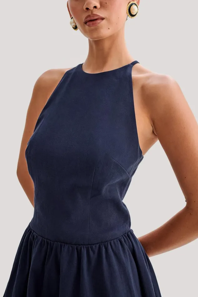 Women Meshki Dresses Carolina Cotton Halter Mini Dress 8211 Navy