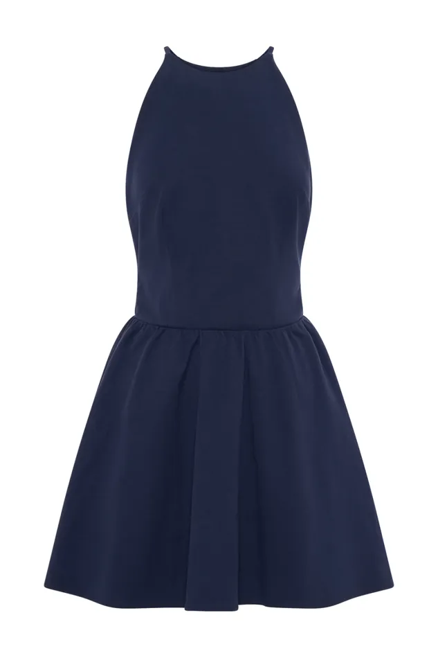 Women Meshki Dresses Carolina Cotton Halter Mini Dress 8211 Navy