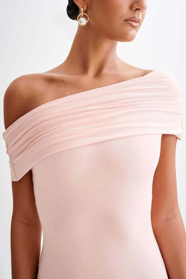 Women Meshki Dresses Cassandra Off Shoulder Slinky Maxi Dress 8211 Pale Pink