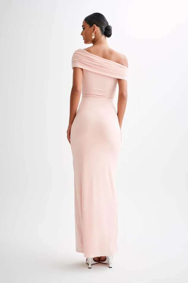 Women Meshki Dresses Cassandra Off Shoulder Slinky Maxi Dress 8211 Pale Pink