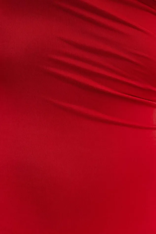 Women Meshki Dresses Cassandra Off Shoulder Slinky Maxi Dress 8211 Red