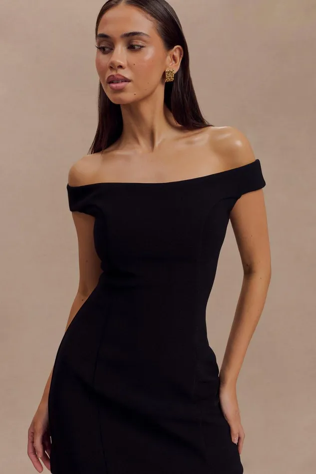 Women Meshki Dresses Cassidy Crepe Off Shoulder Mini Dress 8211 Black