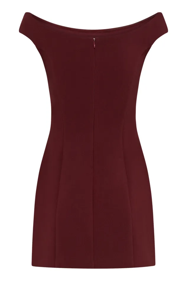 Women Meshki Dresses Cassidy Crepe Off Shoulder Mini Dress 8211 Merlot
