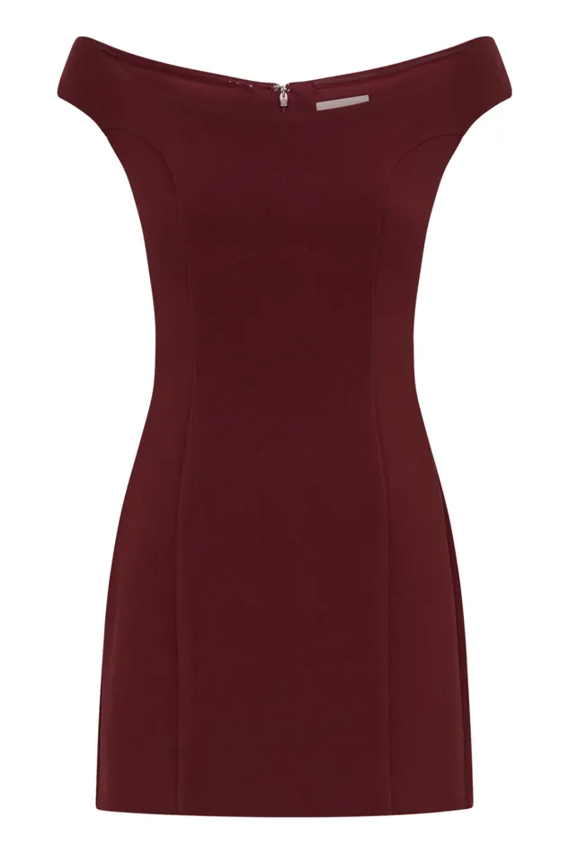 Women Meshki Dresses Cassidy Crepe Off Shoulder Mini Dress 8211 Merlot