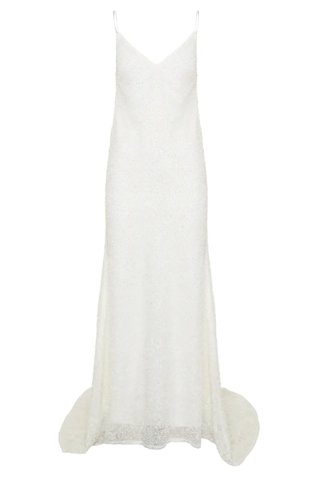 Women Meshki Dresses Catalina Pearl Beaded Wedding Gown 8211 White
