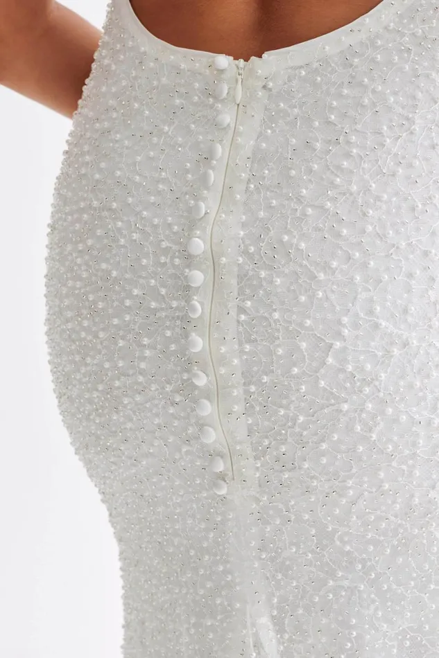 Women Meshki Dresses Catalina Pearl Beaded Wedding Gown 8211 White