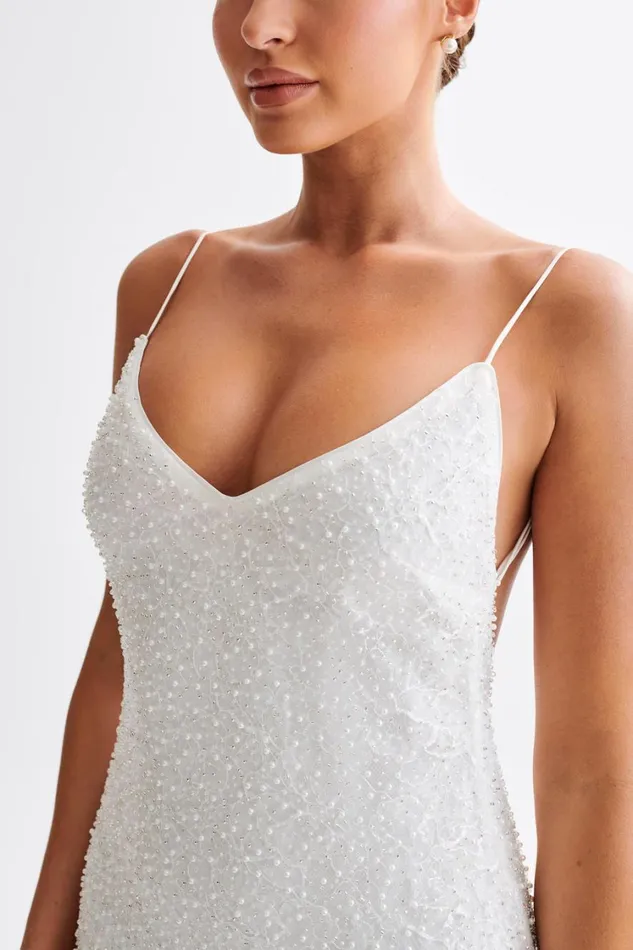 Women Meshki Dresses Catalina Pearl Beaded Wedding Gown 8211 White