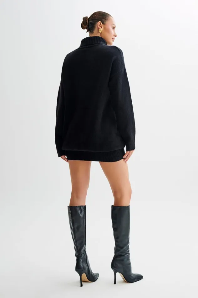Women Meshki Dresses Celeste Long Sleeve Knit Mini Dress 8211 Black