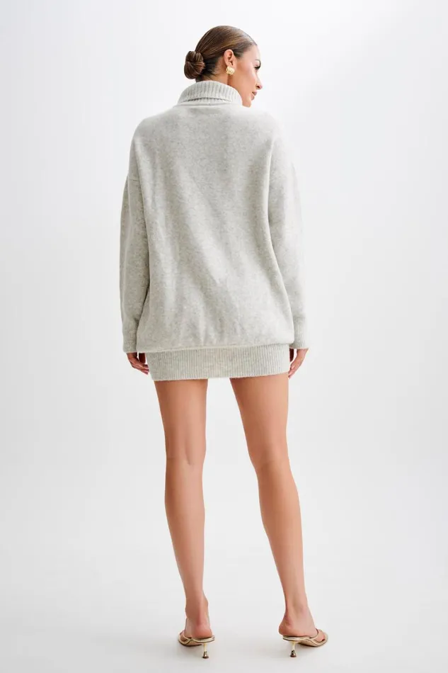 Women Meshki Dresses Celeste Long Sleeve Knit Mini Dress 8211 Grey Marle
