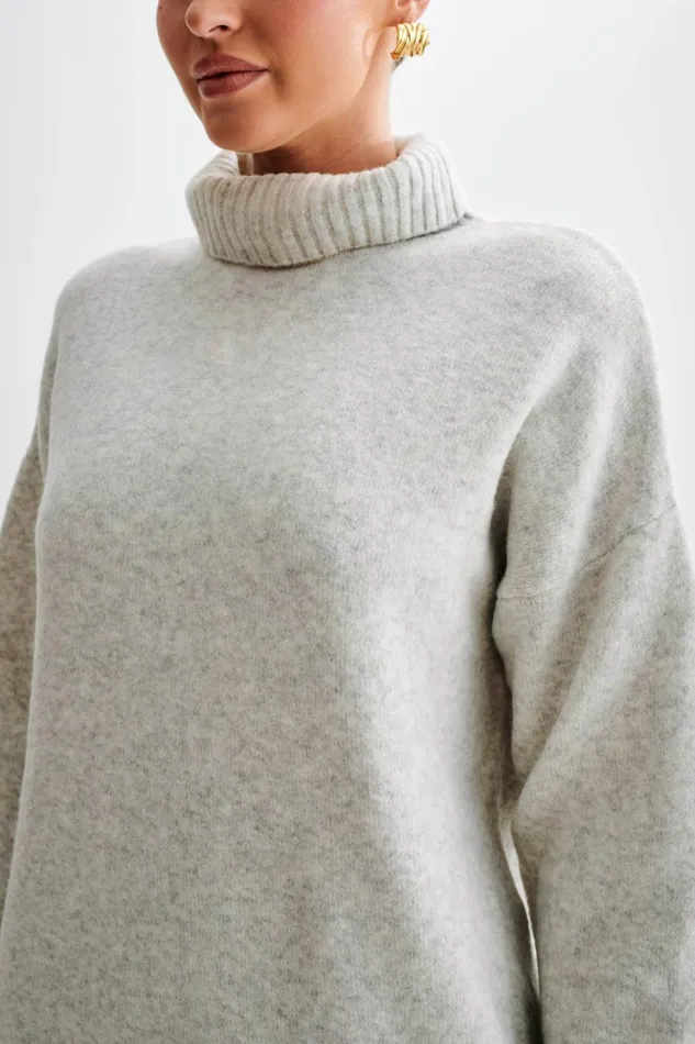 Women Meshki Dresses Celeste Long Sleeve Knit Mini Dress 8211 Grey Marle