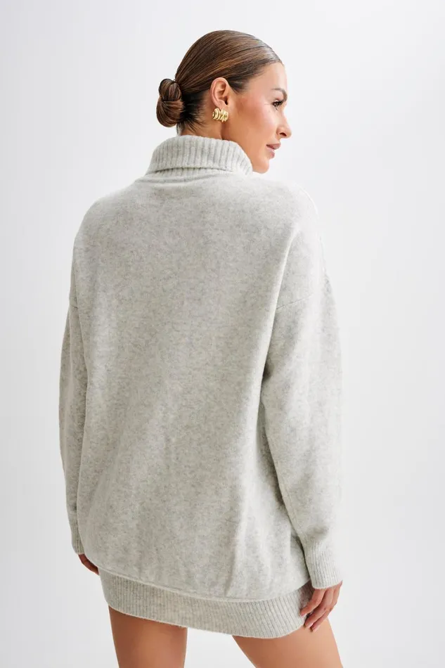 Women Meshki Dresses Celeste Long Sleeve Knit Mini Dress 8211 Grey Marle