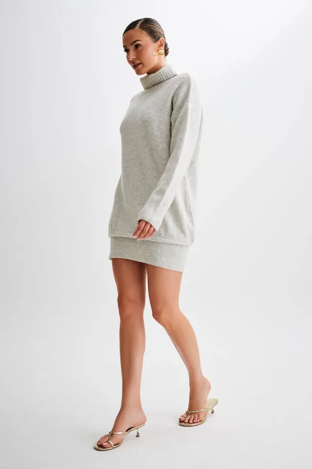 Women Meshki Dresses Celeste Long Sleeve Knit Mini Dress 8211 Grey Marle
