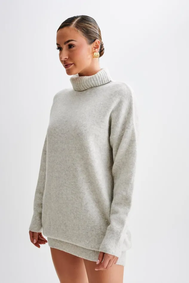 Women Meshki Dresses Celeste Long Sleeve Knit Mini Dress 8211 Grey Marle