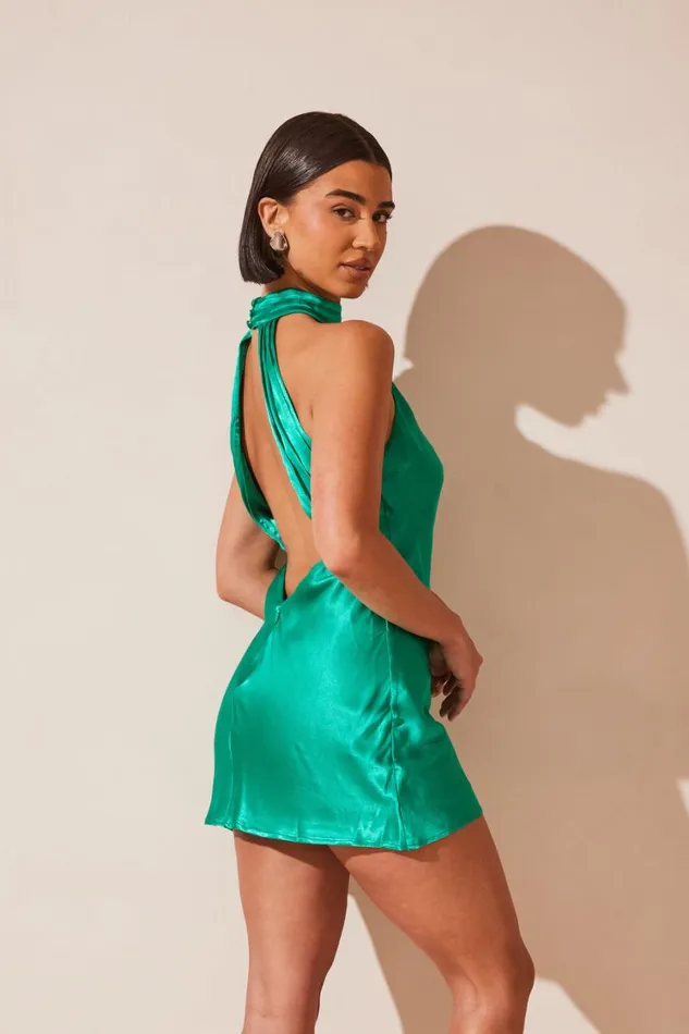 Women Meshki Dresses Claire Shiny A Line Mini Dress 8211 Green Women Meshki Dresses Claire Shiny A Line Mini Dress 8211 Green