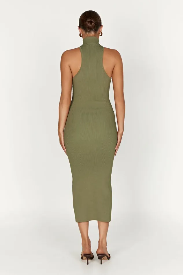 Women Meshki Dresses Connie Turtleneck Knit Midi Dress 8211 Olive