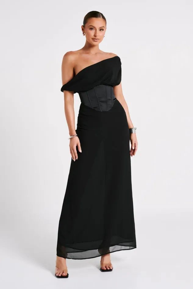 Women Meshki Dresses Courtney Chiffon Maxi Dress 8211 Black