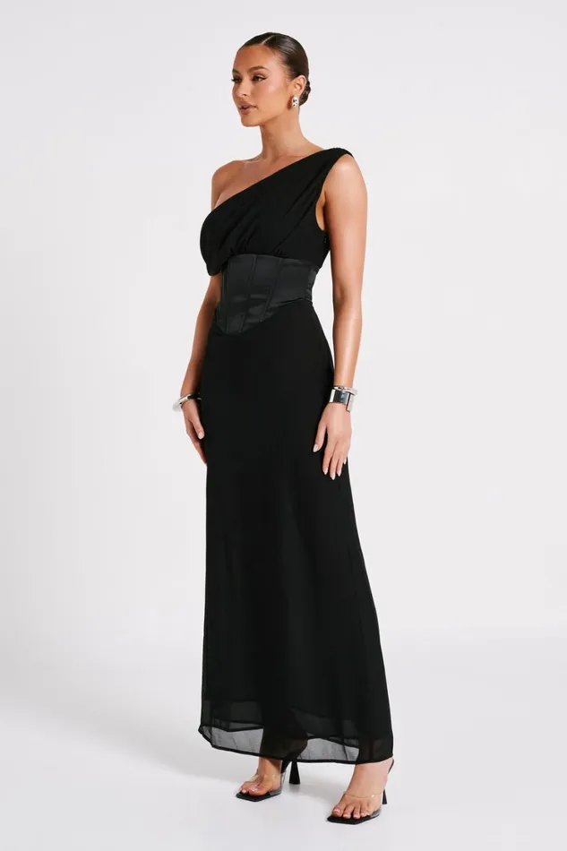 Women Meshki Dresses Courtney Chiffon Maxi Dress 8211 Black