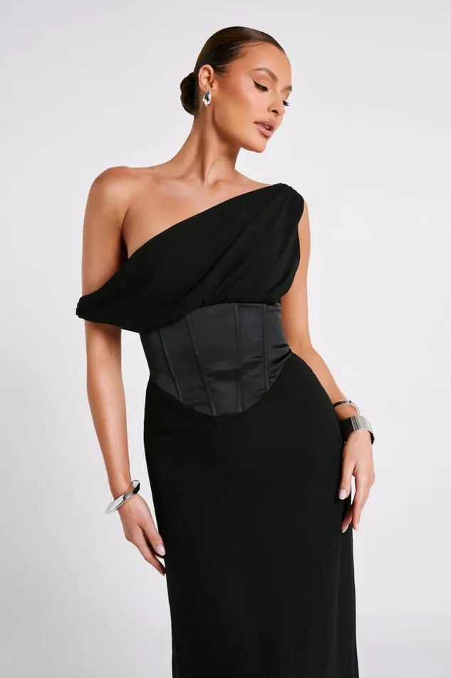 Women Meshki Dresses Courtney Chiffon Maxi Dress 8211 Black