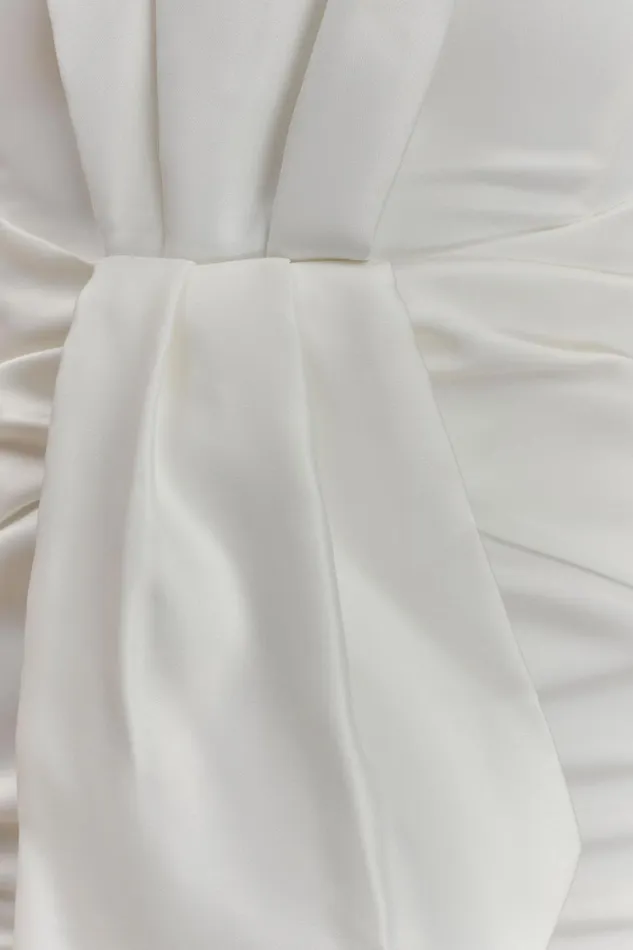 Women Meshki Dresses Cyrill Strapless Satin Structured Maxi Dress 8211 White