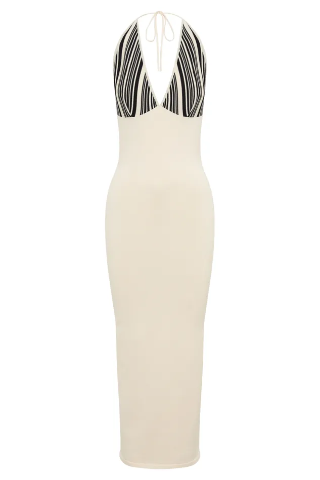Women Meshki Dresses Dana Stripe Knit Halter Midi Dress 8211 Ivory