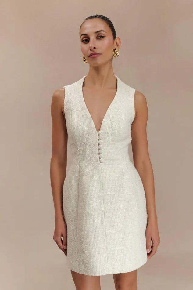 Women Meshki Dresses Danna Boucle Mini Dress With Pleats 8211 White