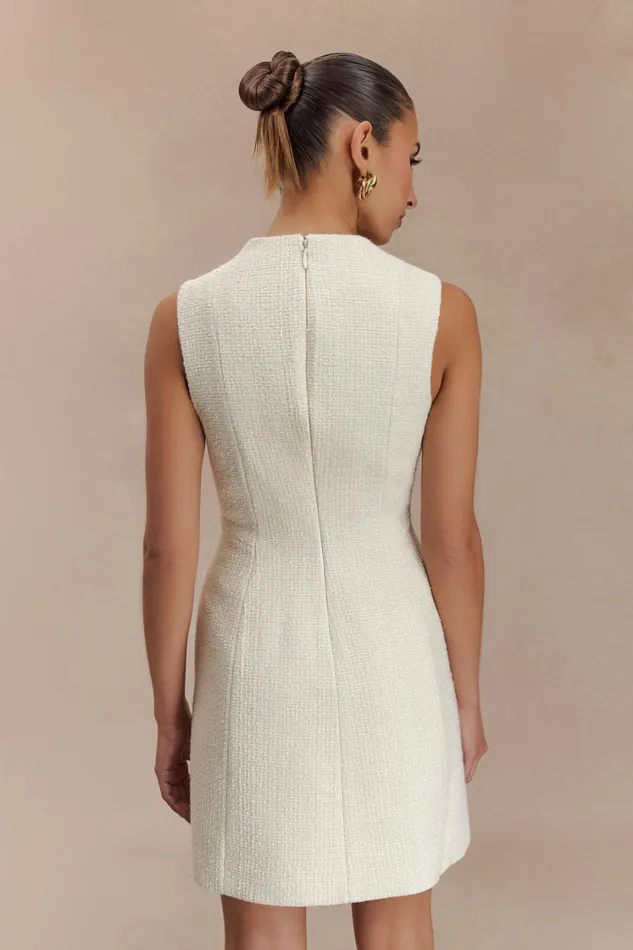 Women Meshki Dresses Danna Boucle Mini Dress With Pleats 8211 White