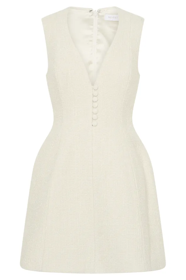 Women Meshki Dresses Danna Boucle Mini Dress With Pleats 8211 White