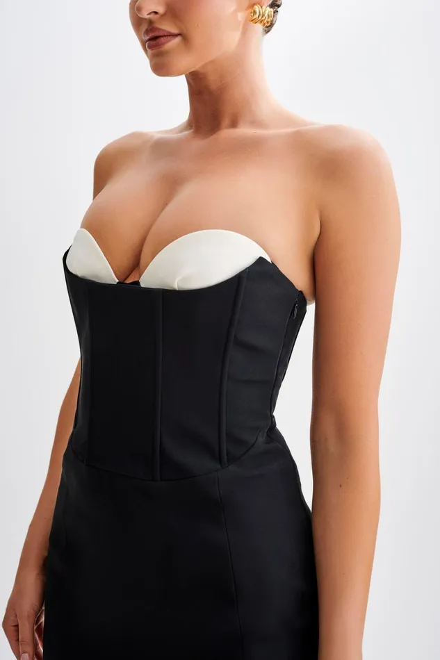Women Meshki Dresses Deana Contrast Suiting Strapless Mini Dress 8211 Black