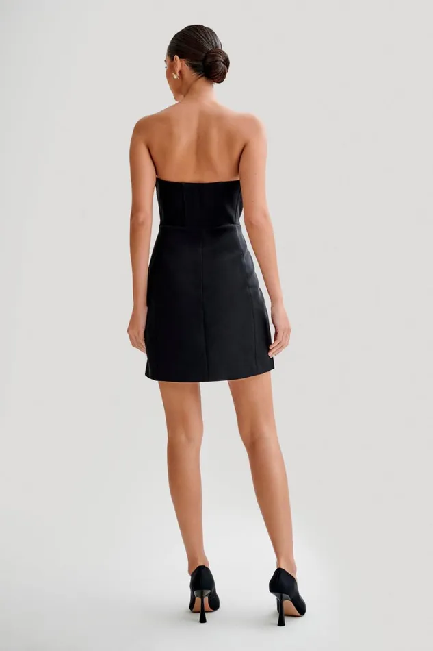 Women Meshki Dresses Deana Contrast Suiting Strapless Mini Dress 8211 Black
