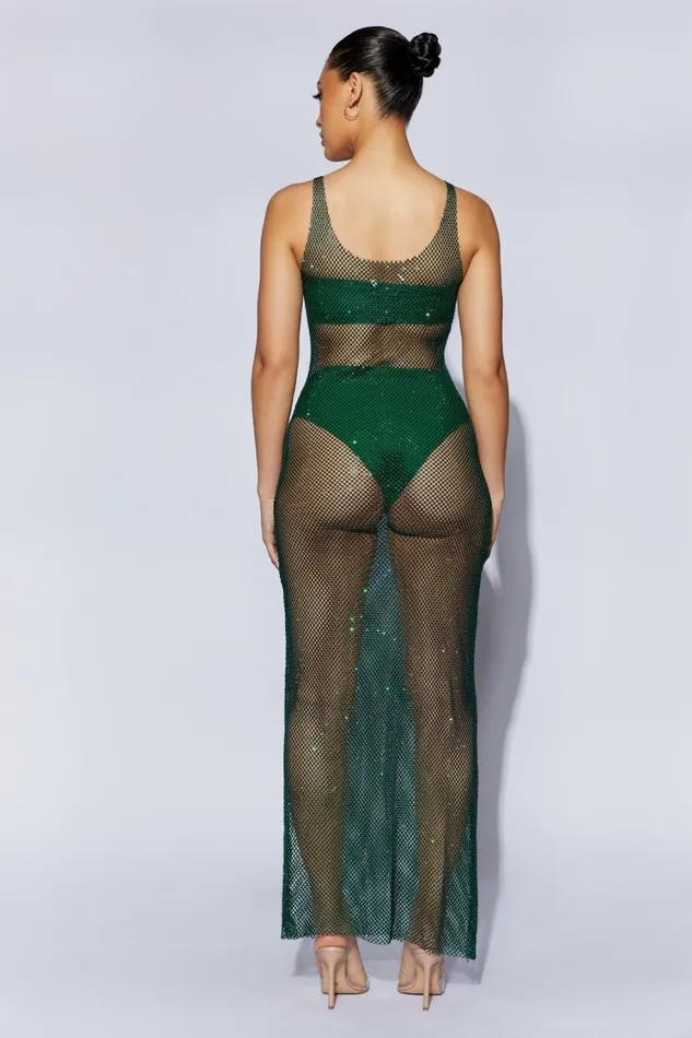 Women Meshki Dresses Delara Diamante Mesh Maxi Dress 8211 Emerald Women Meshki Dresses Delara Diamante Mesh Maxi Dress 8211 Emerald