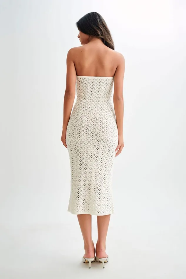 Women Meshki Dresses Delia Strapless Knit Midi Dress 8211 Ivory