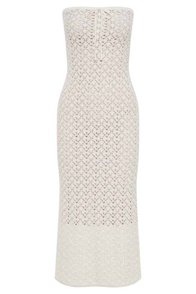 Women Meshki Dresses Delia Strapless Knit Midi Dress 8211 Ivory