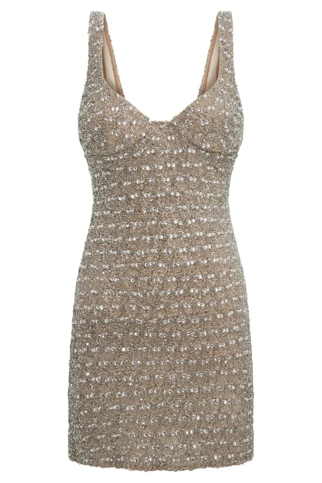 Women Meshki Dresses Elianna Embellished Mini Dress 8211 Silver