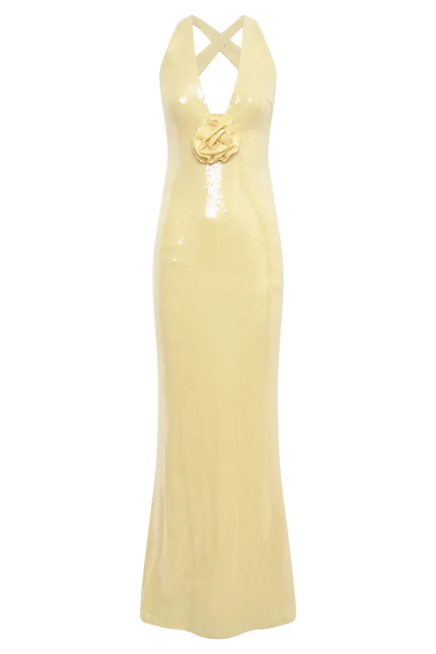 Women Meshki Dresses Eliza Rose Sequin Maxi Dress 8211 Lemon
