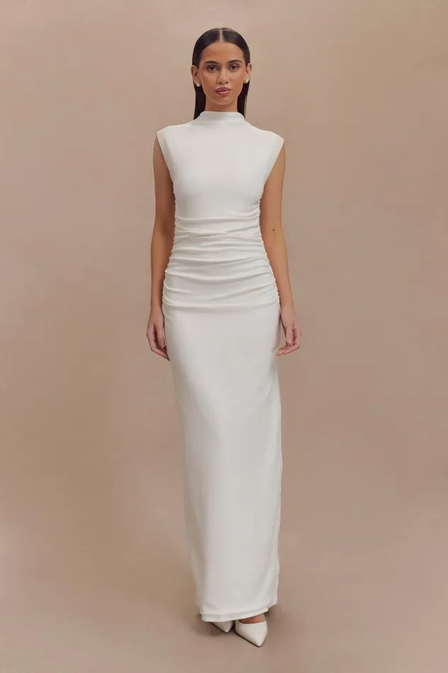 Women Meshki Dresses Elliot High Neck Sleeveless Maxi Dress 8211 White