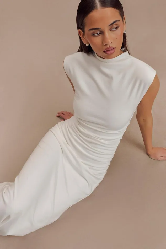 Women Meshki Dresses Elliot High Neck Sleeveless Maxi Dress 8211 White