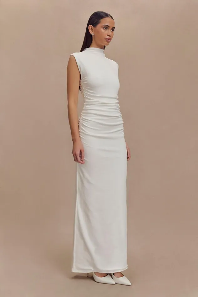 Women Meshki Dresses Elliot High Neck Sleeveless Maxi Dress 8211 White