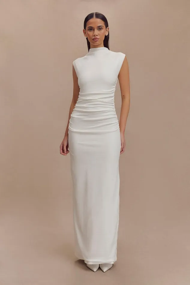 Women Meshki Dresses Elliot High Neck Sleeveless Maxi Dress 8211 White